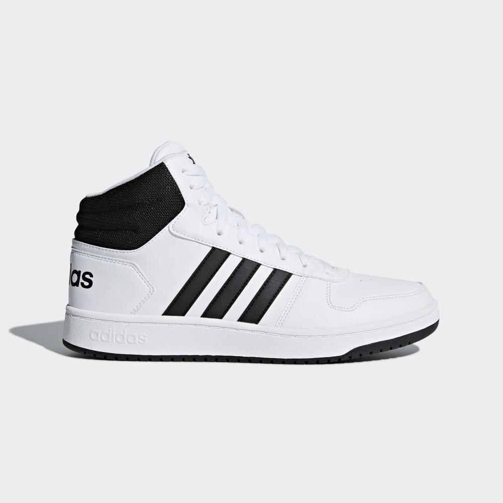 Adidas Men's Hoops 2.0 Mid Basketball Shoes White/Black Ireland BB7208